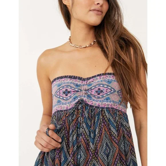 🎉LAST CHANCE🎉 NWT Free People Elowen Tube Romper / Dark Combo - Picture 4 of 6